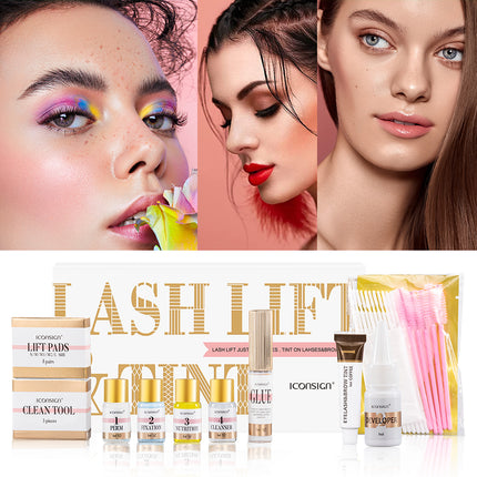 Iconsign Lash Lift & Black Tint Kit – Professional Eyelash Perm & Eyebrow Dye Set – Home DIY Brow Lamination & Lash Enhancing Tools