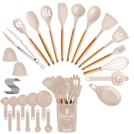 35-Piece Professional Kitchen Utensils Set – Heat-Resistant Silicone Cooking Tools with Holder