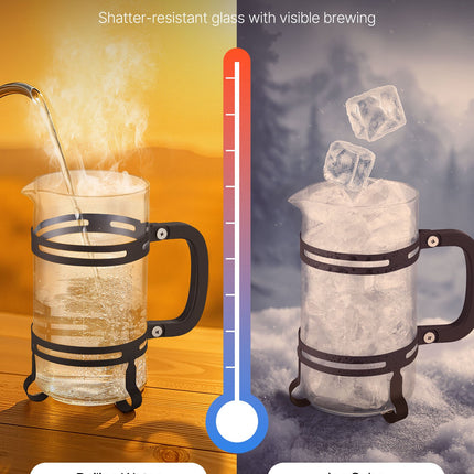 Classic French Press Coffee Maker – 34 oz Borosilicate Glass Coffee & Tea Press – Heat-Resistant Silver Infuser