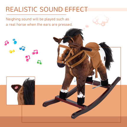 Classic Musical Rocking Horse – Plush Ride-On Toy for Toddlers – Safe Wooden Base with Easy-Grip Handles – Perfect Gift for 18-36 Months