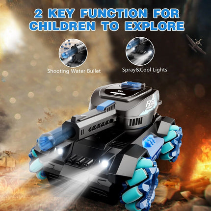 Gesture Sensing RC Tank – 4WD Remote Control Drift Car with Water Bomb Launcher – 2.4G Hand Gesture Controlled Stunt Tank for Kids