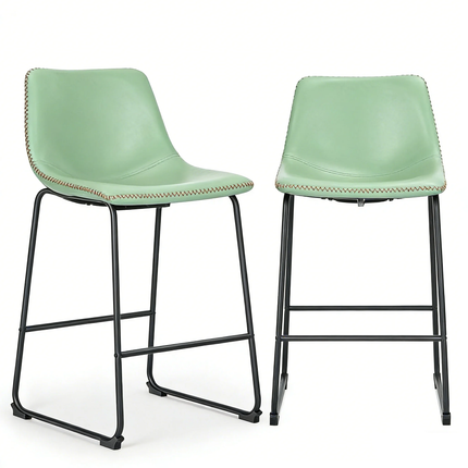 Padded Faux Leather Bar Stools – Industrial Counter Height Seating for Kitchen Islands & Home Bars
