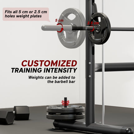 Multi-Function Half Squat Rack with Pull-Up Bar – Adjustable Bench Press Station & Barbell Holder – Heavy-Duty Strength Training Rack