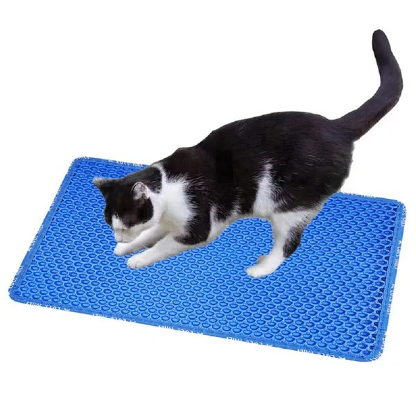 Double Layer Cat Litter Trapping Mat – Honeycomb Design Waterproof Litter Mat – Easy Clean & Urine-Proof Scatter Control Mat for Indoor Cats