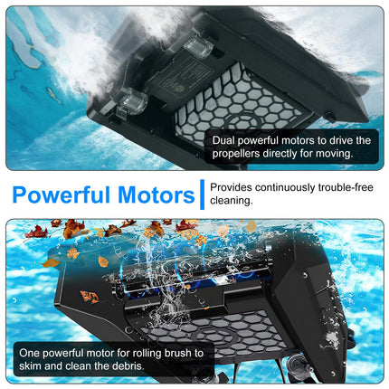 Solar Powered Robotic Pool Skimmer – Automatic Surface Cleaner with App Control – Dual Charging & IPX7 Waterproof – Covers up to 1937 Sq.Ft