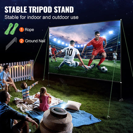 150-inch Projector Screen with Stand – 16:9 4K HD Portable Movie Screen – Wide Angle Outdoor Projection Screen with Carry Bag for Home Theater & Camping