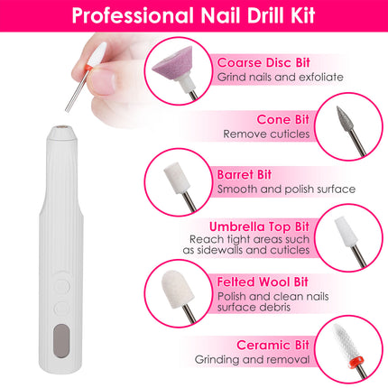 LuxeNail™ Portable E-File System – Integrated UV Dryer Base & Rechargeable Professional Drill