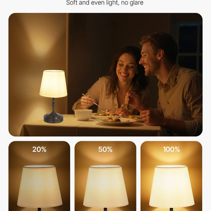Cordless Black Table Lamp with 5200mAh Rechargeable Battery – Small Desk Lamp with Fabric Shade – 3-Level Brightness for Restaurant & Bedroom