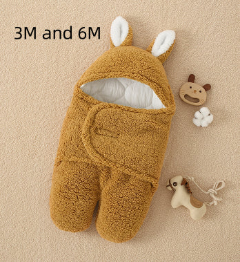 Anti-Shock Baby Swaddle Blanket – Thickened Winter Sleeping Bag – Soft Fleece Newborn Wrap for Better Sleep & Security
