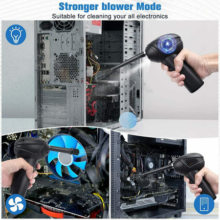 3-in-1 Cordless Air Duster & Vacuum – Portable Electric Air Blower for Computer Cleaning – Rechargeable Dust Blower for Car, Home & Pet Hair