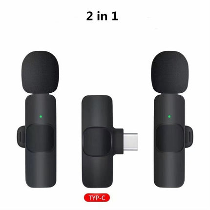 Dual Wireless Lavalier Microphone Set – 2-in-1 Plug & Play Lapel Mic for Interviews, YouTube & TikTok – Noise Cancelling Wireless Mic for iPhone & Android