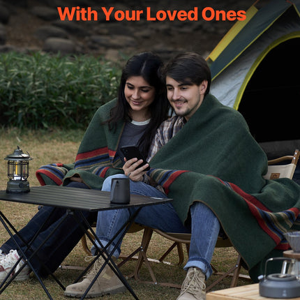 Heavyweight Wool Blend Camping Blanket – Large Warm Outdoor Throw for Campfires, Hiking & Travel