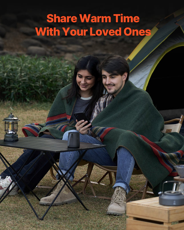 Heavyweight Wool Blend Camping Blanket – Large Warm Outdoor Throw for Campfires, Hiking & Travel