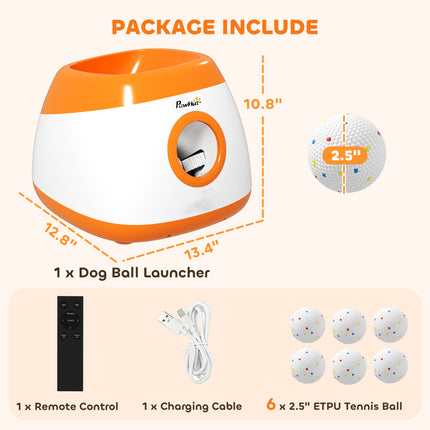 Automatic Dog Ball Launcher for Medium & Large Dogs – Adjustable 26.79ft Launch Distance – Interactive Fetch Machine with Tennis Balls (Orange)