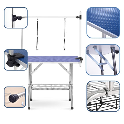 42-Inch Professional Large Pet Grooming Table – Heavy-Duty Foldable Station for Big Dogs – Double Adjustable Arms & Safety Nooses
