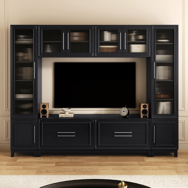 Extra-Wide 102" TV Stand & Entertainment Unit – Minimalist Media Center for 75-Inch TVs – Modern Storage Console with Drawers & Tempered Glass