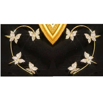 Butterfly Ear Clip and Hook Jewelry in Gold or Silver Tone
