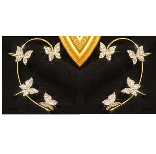 Butterfly Ear Clip and Hook Jewelry in Gold or Silver Tone