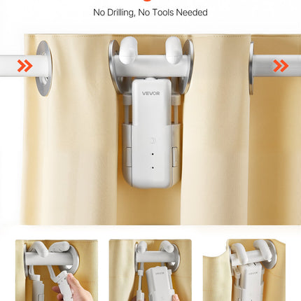 Smart Automatic Curtain Opener – WiFi Remote & Voice Control (Hub Included) – Compatible with Alexa & Google Home – Timer & Silent Mode for Roman Rods