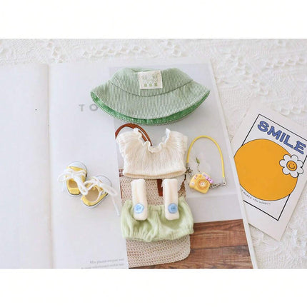 5-Piece Cute Labubu Doll Outfit Set – Adorable Hat & Shoes Clothes Kit for 15cm-17cm Plush Dolls – Trendy Doll Dress-Up Accessories