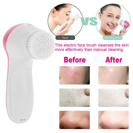 5-in-1 Spin Facial Brush Kit – Deep Pore Cleansing, Exfoliation & Massage System