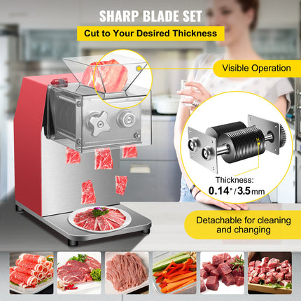 850W Commercial Electric Meat Cutter – 551 Lbs/H Professional Meat Shredding & Slicing Machine