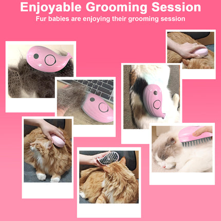 3-in-1 Steamy Cat Brush – Electric Steam Pet Grooming Brush for Shedding – Gentle Silicone Massage Comb for Cats & Dogs