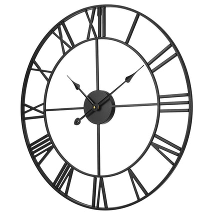 24-Inch Roman Numeral Wall Clock – Silent Non-Ticking Decorative Round Clock for Farmhouse Living Room & Office