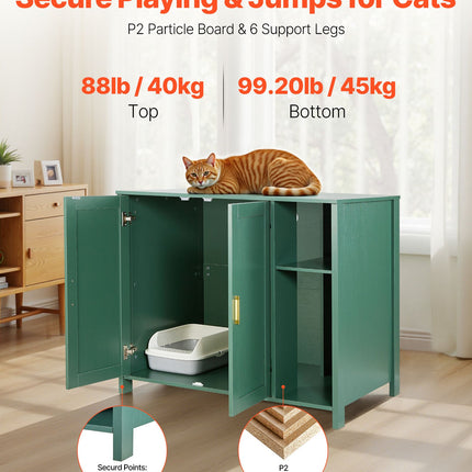 41.3" Smart Cat Litter Robot Enclosure – Luxury Wooden Cabinet for Automatic Litter Boxes – Integrated Power Outlet & Storage Drawer – Fits Most Self-Cleaning Litter Robots