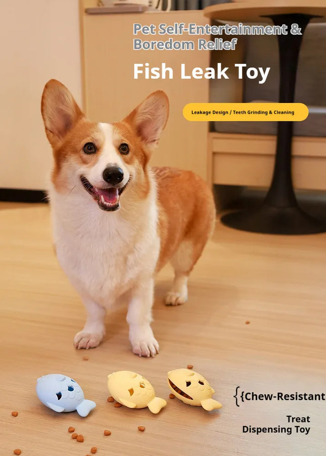 Fish-Shaped Silicone Dog Treat Dispenser Toy – Interactive Slow Feeder and Chew Toy for Boredom Relief & Teeth Cleaning