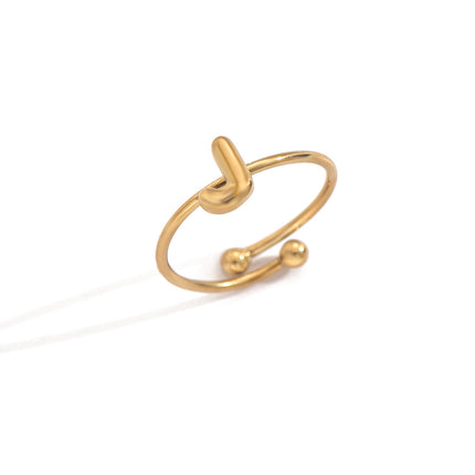 18K Gold Plated Initial Rings for Women – Adjustable Stainless Steel Letter A-Z Ring – Personalized Minimalist Jewelry – Waterproof & Tarnish-Free