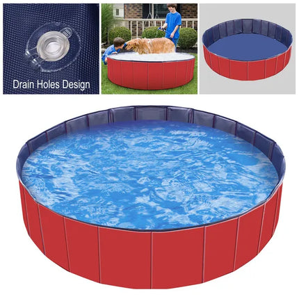Foldable Pet & Kid Swimming Pool – Portable PVC Bathtub & Kiddie Pool – Non-Slip Collapsible Outdoor Play Center