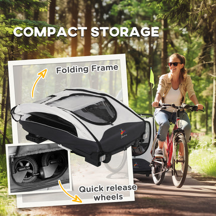 3-in-1 Baby Bike Trailer & Jogger Stroller – Foldable Child Transport Carrier – Shock Absorber System & Rubber Tires – Adjustable Handlebar