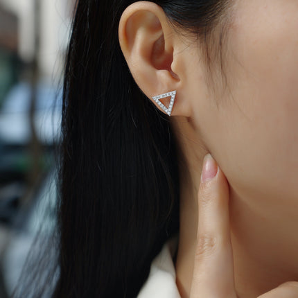 Unique Moissanite Stud Earrings – S925 Sterling Silver with Platinum Plating – Brilliant Lab Diamond Sparkle – Minimalist Fine Jewelry for Women