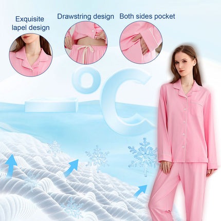 Rongtai 100% Cotton Women’s Pajama Set – Soft Long Sleeve Sleepwear – Comfy Fall/Winter 2-Piece PJs – Breathable Nightwear (S-XXL)