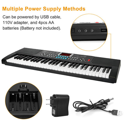 61-Key Digital Music Electronic Keyboard Set – Portable Electric Piano with Adjustable Stand & Microphone – Full Musical Instrument Kit for Kids & Beginners