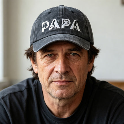 PAPA Embroidered Washed Cotton Baseball Cap – Adjustable Vintage Dad Hat for Father's Day Gifts & Casual Wear