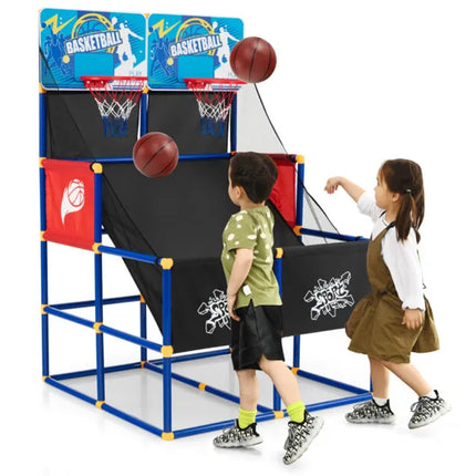 Dual Shot Kids Basketball Arcade Game – Double Hoop Indoor Toy with 4 Balls and Pump for Active Playroom Fun