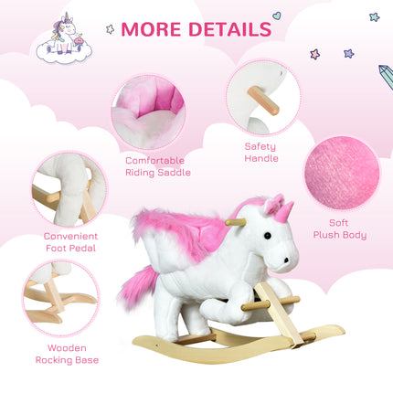 Musical Plush Rocking Unicorn – Toddler Ride-On Toy with Lullaby Song – Sparkly Horn & Rainbow Mane – Heavy Duty Support for 18-36 Months