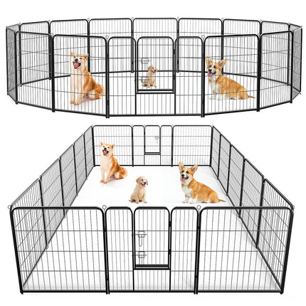 Heavy Duty Metal Dog Playpen – Indoor/Outdoor Pet Exercise Fence with Door – Modular Foldable Puppy Pen for Small, Medium & Large Dogs