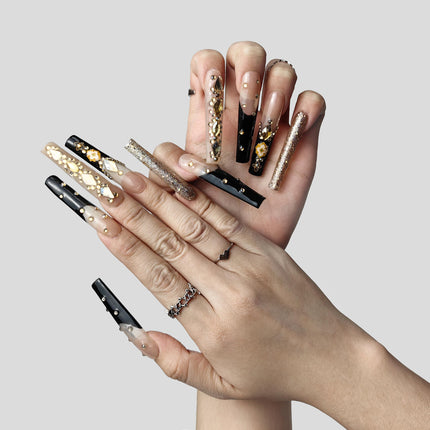 Eclipse Elegance™ Handmade Press-On Nails – Hand-Painted Designer Nail Art in 3 Sizes