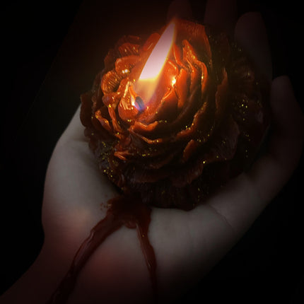 Sexy Low-Temperature Candles – 40°C Safe Melting Wax – Peony & Rose Flower Shape with Gold Gilding – Sensual Romantic Gift for Couples