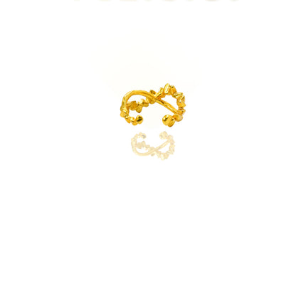 24K Gold Plated Croissant Dome Ring – Adjustable Textured Wavy Statement Band for Elegant Everyday Styling