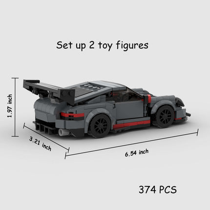 Gray Sports Car Building Blocks Set — 374-Piece Car Model