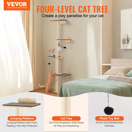 AuraForest™ Wall-Mounted Cat Tree Shelves – Tree-Shaped Cat Furniture Set with Multi-Level Climbing Platforms – Aesthetic Wood Wall Perch for Indoor Cats