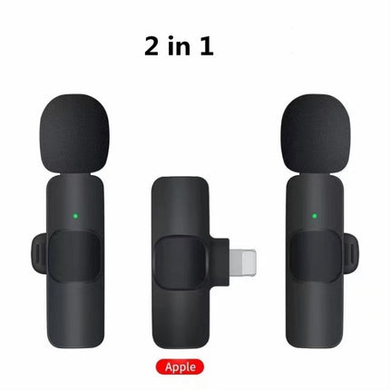 Dual Wireless Lavalier Microphone Set – 2-in-1 Plug & Play Lapel Mic for Interviews, YouTube & TikTok – Noise Cancelling Wireless Mic for iPhone & Android