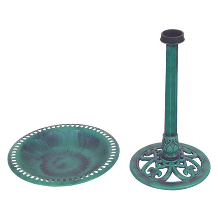 Antique Green Pedestal Bird Bath – 28" Decorative Garden Bird Feeder – Weather-Resistant Outdoor Bird Oasis