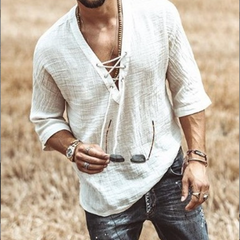Men's Apricot Short-Sleeve Button-Up Shirt for Casual Style