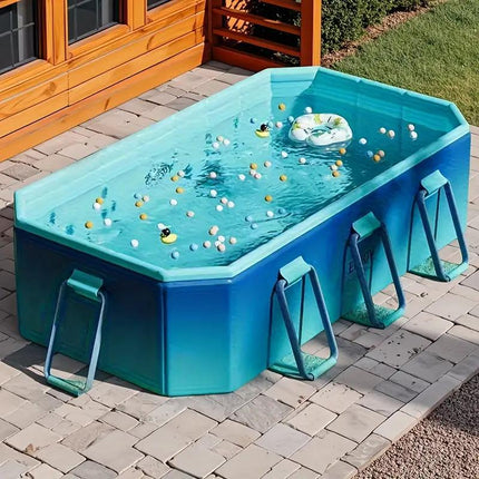 2.6M Non-Inflatable Family Swimming Pool – Foldable Hard Side Pool – Glacier Blue Aesthetic – Leak-Proof & Quick Setup for Backyard Fun