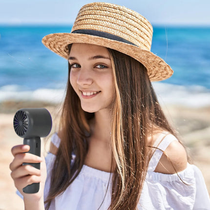 Handheld Turbo Fan with Ice Cooling Plate – 100-Speed Stepless Adjustment – 3000mAh Rechargeable Portable Fan with LCD Display – White
